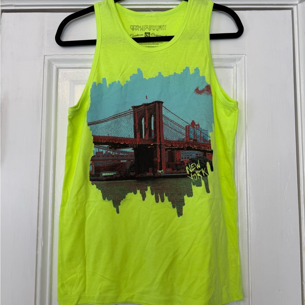 Ocean Current Neon Green Graphic Tank Top